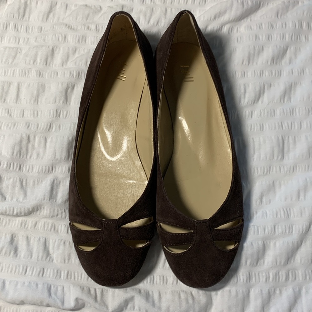 J JILL Dark Brown Suede Cutout Rounded Toe Flats - Picture 2 of 10